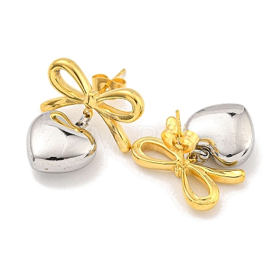 Bowknot 304 Stainless Steel Stud Earrings EJEW-R164-01PG-1