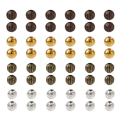 Kissitty 400Pcs 4 Colors Iron Corrugated Beads IFIN-KS0001-03-1