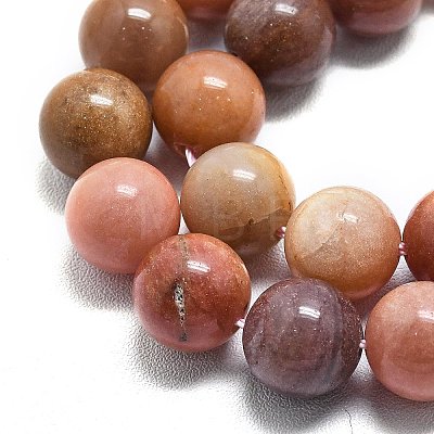 Natural Petrified Wood Round Beads Strands G-D356-C01-12mm-1
