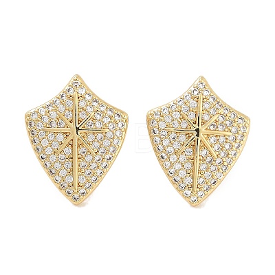 Brass Micro Pave Cubic Zirconia Stud Earrings for Women EJEW-E310-12G-02-1