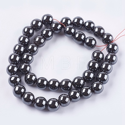 Non-magnetic Synthetic Hematite Bead Strands X-G-R193-19-10mm-1