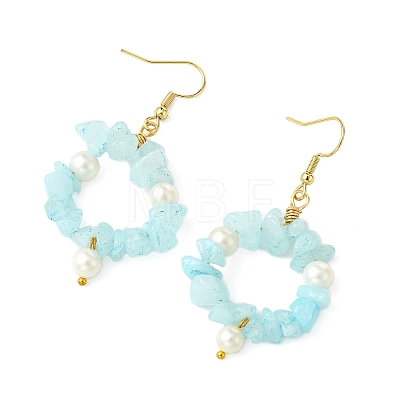 Natural White Jade Beaded Dangle Earrings EJEW-JE07215-02-1