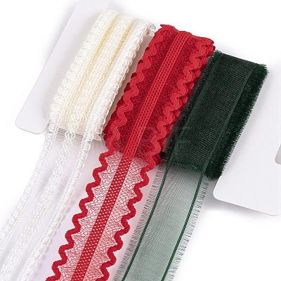 9 Yards 3 Styles Christmas Theme Polyester & Polycotton Ribbons Sets SRIB-A015-01A-02-1