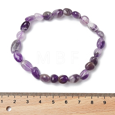 Natural Amethyst Stretch Beaded Bracelets LS-BJEW-K213-C22-1