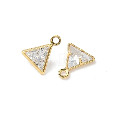 Brass Micro Pave Cubic Zirconia Triangle Charms KK-Z136-29G-01-1