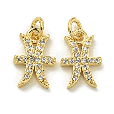 Rack Plating Brass Micro Pave Cubic Zirconia Pendants KK-K386-02K-G-1