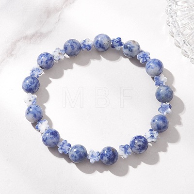 Natural Blue Spot Jasper Beads Bracelets BJEW-JB13233-1