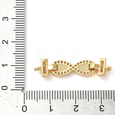 Rack Plating Brass Micro Pave Clear Cubic Zirconia Infinity Links Connector Charms KK-K385-103G-01-1