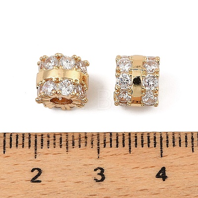Brass Micro Pave Cubic Zirconia Beads KK-K374-22G-1