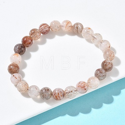 Natural Rutilated Quartz Round Beads Stretch Bracelets for Women BJEW-Z158-03D-03-1