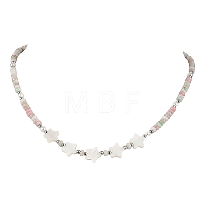 Summer Star Shell Pearl & Ombre Effect Dyed Glass Beaded Necklaces for Women NJEW-JN06051-1