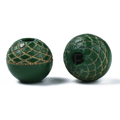 Painted Natural Wood Beads WOOD-S057-072J-1