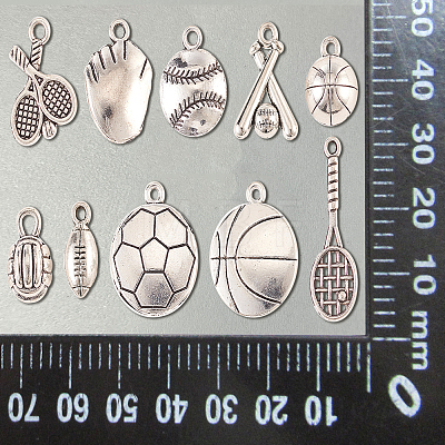 100Pcs 10 Styles Tibetan Style Zinc Alloy Pendants TIBEP-CJ0001-49-1