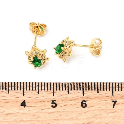 Tortoise Brass Micro Pave Cubic Zirconia Stud Earrings EJEW-A135-04G-1