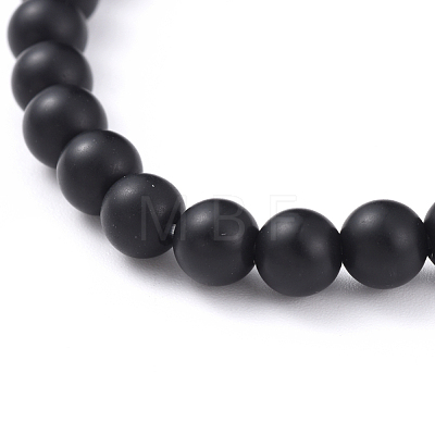 Unisex Natural Black Agate(Dyed) Beads Stretch Bracelets BJEW-JB04785-1