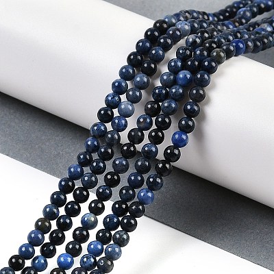 Natural Dumortierite Beads Strands G-G167-A06-4MM-1