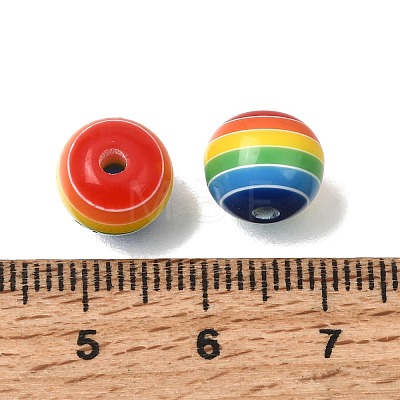 Opaque Rainbow Stripe Opaque Resin Beads RE-CBA0A57-10-1