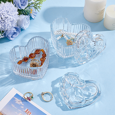 Heart-Shaped Glass Storage Box with Bow DJEW-WH0039-187-1