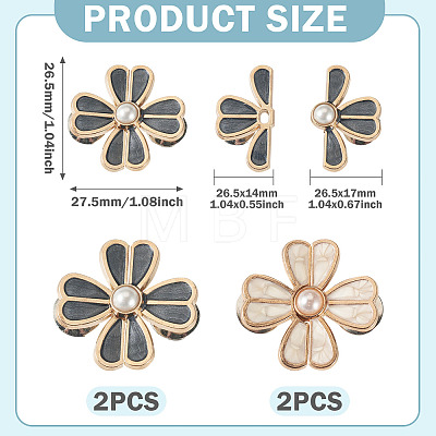 4Pcs 2 Colors Flower Alloy Enamel Adjustable Jean Button Pins DIY-TA0014-92-1