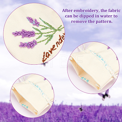 Lavender Pattern Embroidery Starter Drawstring Bag Making Kit DIY-WH0308-156-1
