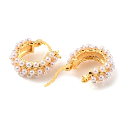 Plastic Pearl Beaded Hoop Earrings EJEW-C060-02G-1