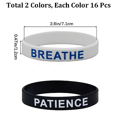 Gorgecraft 32Pcs 2 Colors Word Silicone Cord Bracelets Set Wristband BJEW-GF0001-17-1