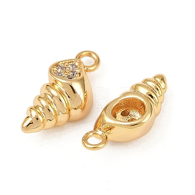 Ocean Theme Brass Micro Pave Cubic Zirconia Charms KK-F902-08P-G-1