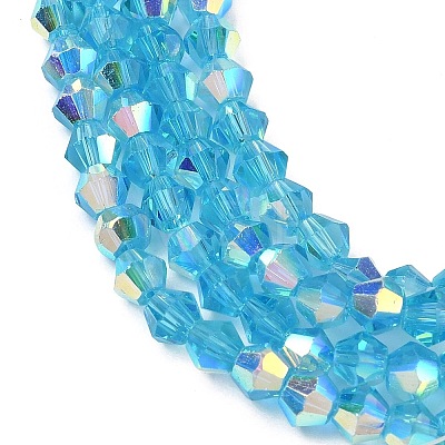 Electroplate Transparent Glass Beads Strands EGLA-K015-18S-1