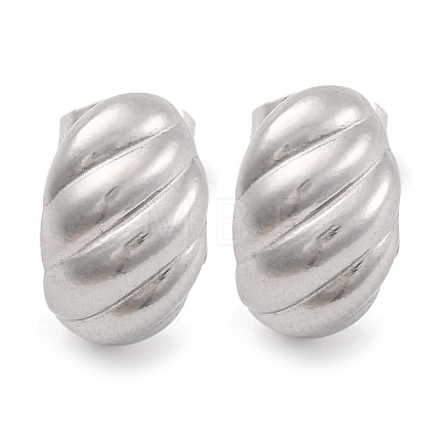 Non-Tarnish Oval 304 Stainless Steel Stud Earrings EJEW-H013-13P-1