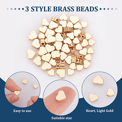 60Pcs 3 Style Brass Beads KK-AR0003-31-1