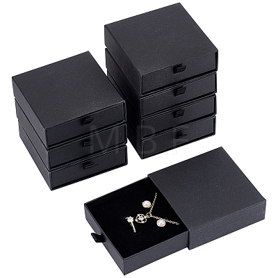 Kraft Paper Necklace Earring Storage Gift Drawer Boxes CON-WH0095-87A-1