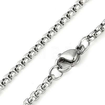 304 Stainless Steel Hollow Catholic Saint Benedict Oval Pendant Box Chain Necklaces NJEW-D089-05P-1