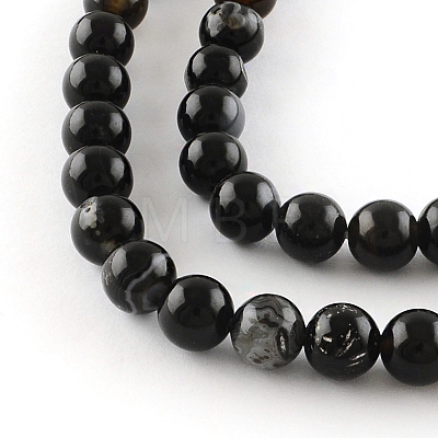 Natural Black Onyx Round Bead Strands G-R198-14mm-1