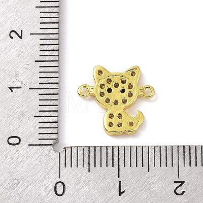 Real 18K Gold Plated Brass Pave Clear Cubic Zirconia Connector Charms KK-L209-059G-02-1
