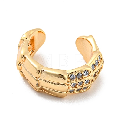 Real 14K Gold Plated Brass with Cubic Zirconia Cuff Earrings EJEW-M232-01B-G-1