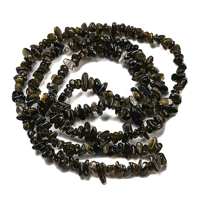 Natural Golden Sheen Obsidian Beads Strands G-G0003-B46-1