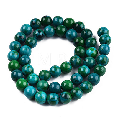 Dyed Natural Ocean White Jade Round Bead Strands G-R295-8mm-07-1
