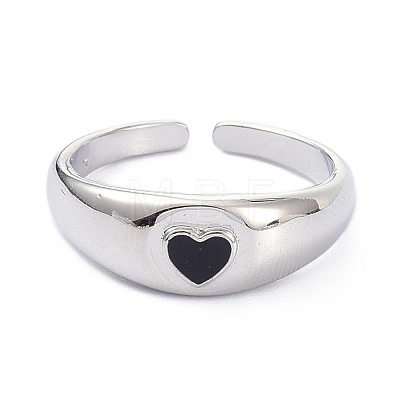 Platinum Enamel Heart Open Cuff Rings KK-C224-09P-1