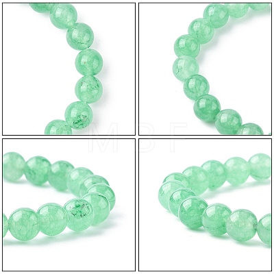 Dyed Natural Green Aventurine Beads Stretch Bracelets BJEW-Q305-1