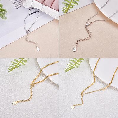 4 Pieces Extension Chain with Spring Clasp Sterling Silver Extender Chains with Love Heart Necklace Bracelet Anklet Removable Chain Extenders Charms for DIY Jewelry Making Accessories JX626A-1