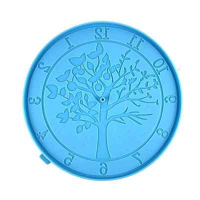 DIY Food Grade Silicone Round with Tree of Life Clock Molds TREE-PW0001-58B-1