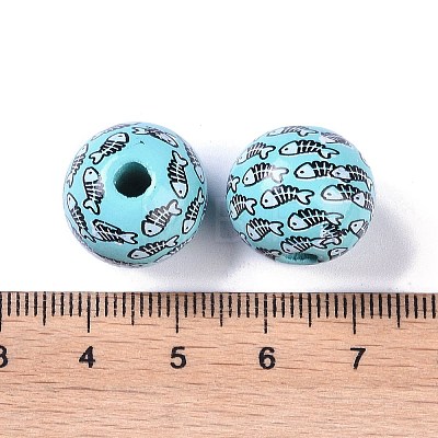 Printed Wood Beads WOOD-C017-01C-1