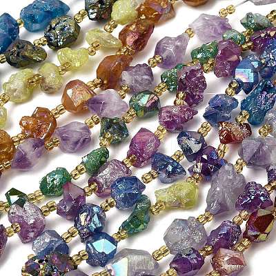 Electroplated Raw Rough Natural Amethyst Beads Strands G-Z131-J02-01-1