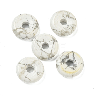 Natural Howlite Donut/Pi Disc Charms G-G142-01G-1