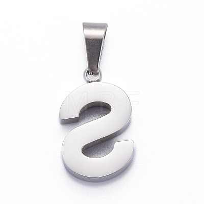 Non-Tarnish 304 Stainless Steel Letter Pendants STAS-H127-S-P-1