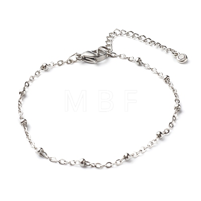 304 Stainless Steel Paperclip & Satellite Chains Bracelet Set BJEW-JB06524-1