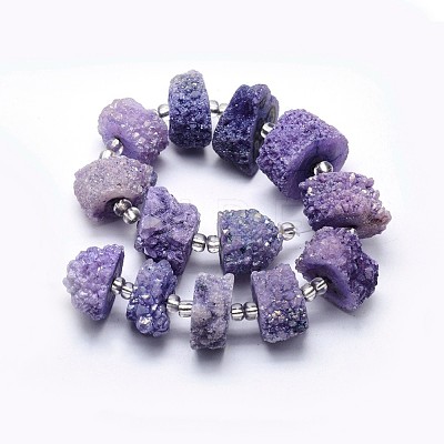 Natural Druzy Quartz Crystal Beads Strands G-F582-B07-1