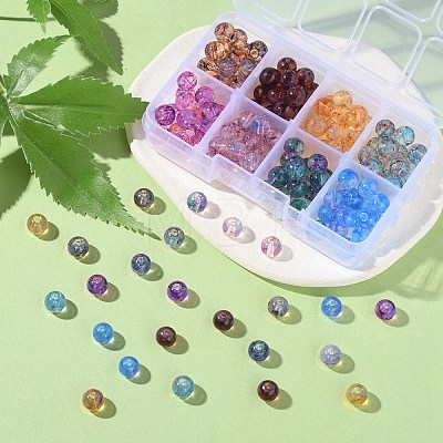 160Pcs 8 Colors Transparent Baking Painted Glass Beads DGLA-YW0001-05-1