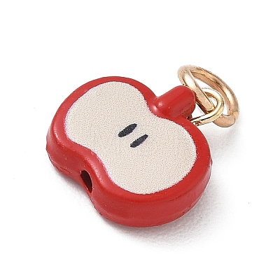 Alloy with Red Enamel Pendants AL-CBAE186-02G-01-1