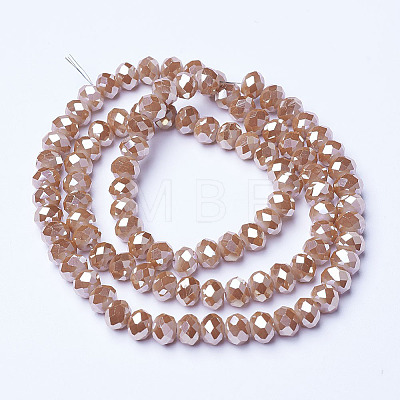 Electroplate Opaque Solid Color Glass Beads Strands EGLA-A034-P4mm-C02-1